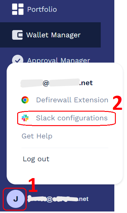 Slack configurations menu item